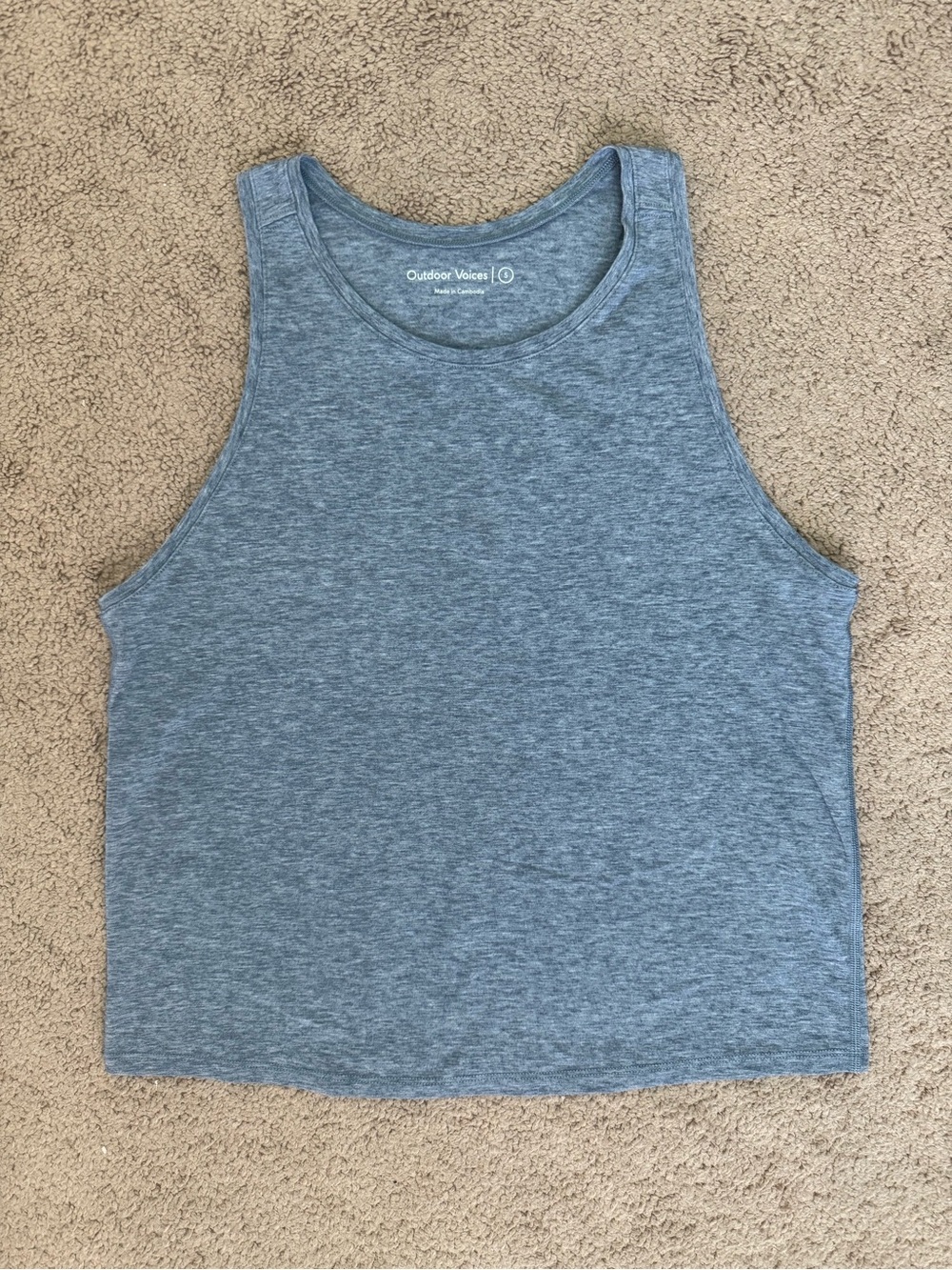 Outdoor Voices Heather Slate Blue Sweatee Tank Top size S